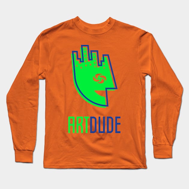 YourArtDude Logo In Lime And Blue Long Sleeve T-Shirt by yourartdude